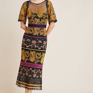 Anthropologie Ornate Midi Embroidered Dress 6
